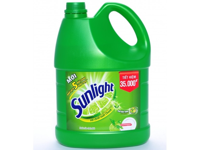 thùng nước rửa chén màu xanh lá cây, hiệu sunlight