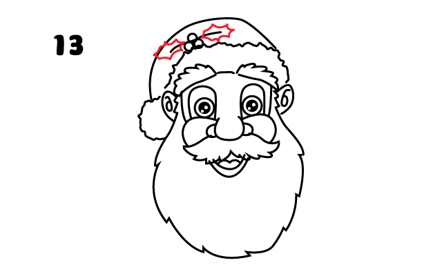 vẽ hai chiếc lá trên mũ ông già Noel