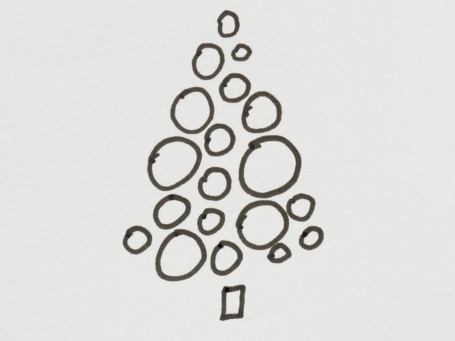 cây thông vẽ từ nhiều khối tròn