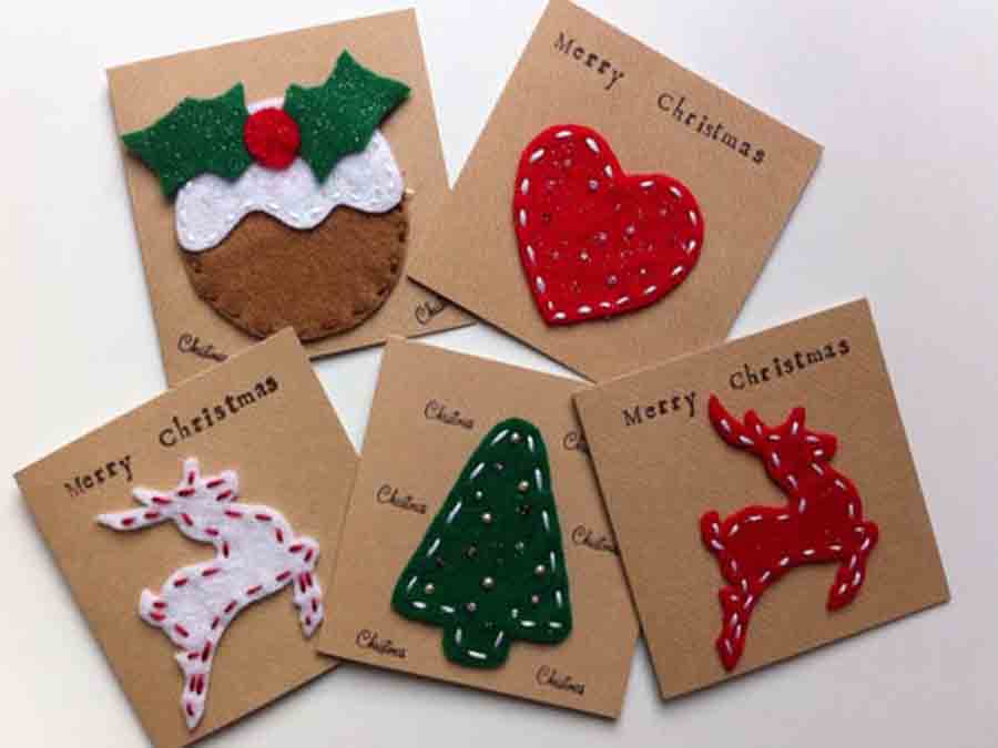 hướng dẫn làm thiệp noel vải nỉ