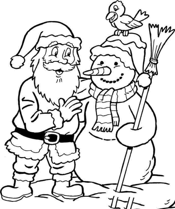 Tranh tô màu ông già Noel và người tuyết