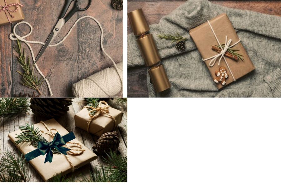 Các bước trang trí quà Noel bằng hoa lá tươi