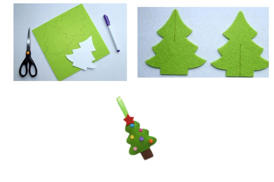 Móc khóa cây thông Noel từ vải nỉ xinh xắn 