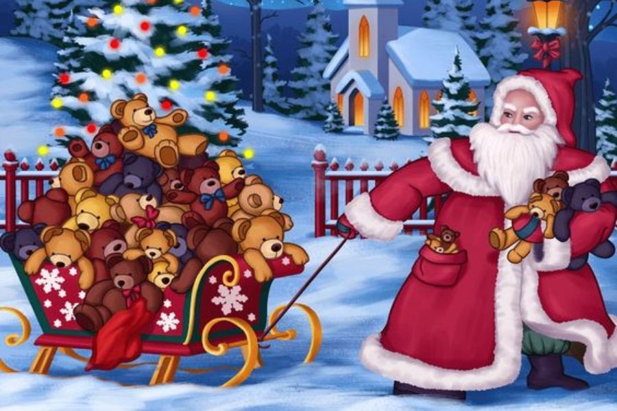 Ông già Noel tặng quà cho trẻ em 